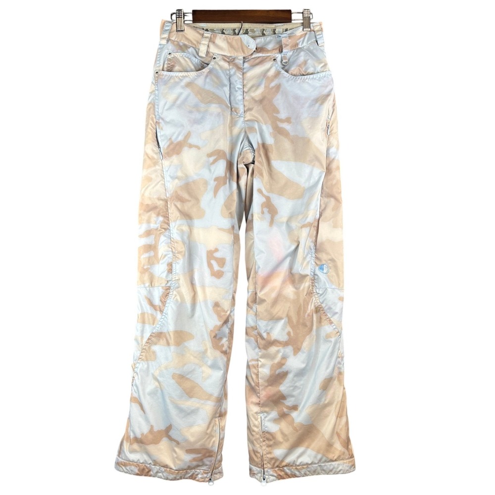 Black Dot Outerwear Womens Small Waterproof Snow Pants Desert Camo Blue Tan Y2K